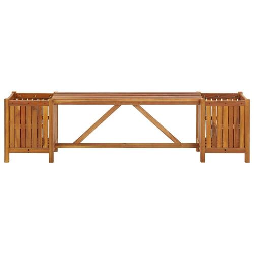 Havebænk med 2 plantekasser 150x30x40 cm massivt akacietræ