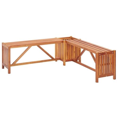 Hjørnebænk med plantekasse 117x117x40 cm massivt akacietræ