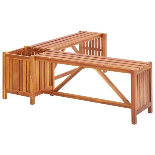 Hjørnebænk med plantekasse 117x117x40 cm massivt akacietræ