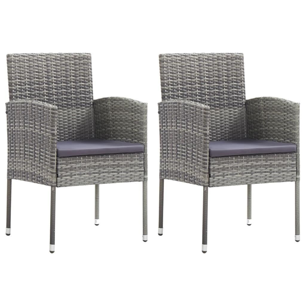 Havestole 2 stk. polyrattan antracitgrå