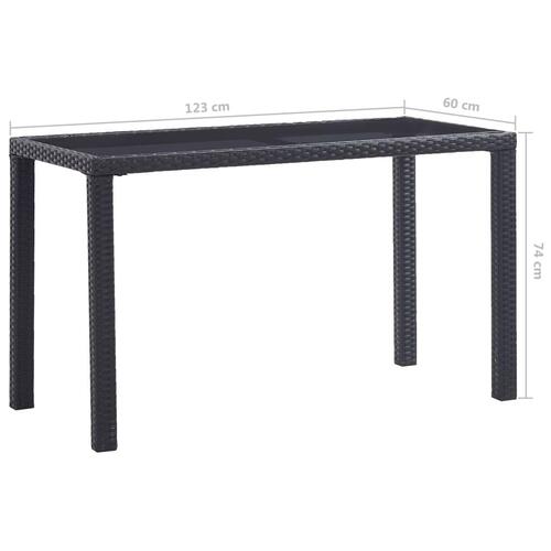 Havebord 123 x 60 x 74 cm polyrattan sort