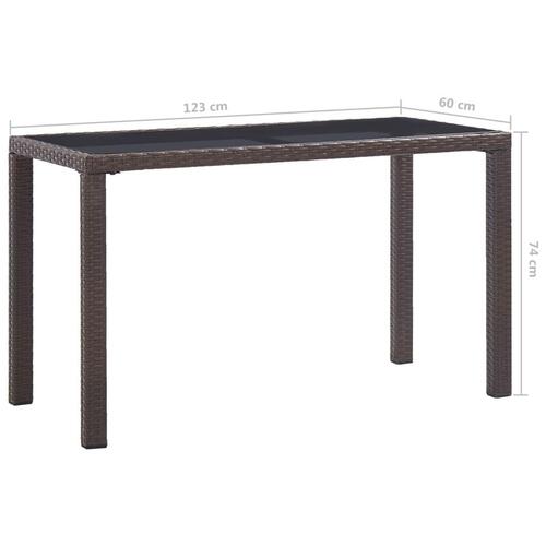 Havebord 123 x 60 x 74 cm polyrattan brun