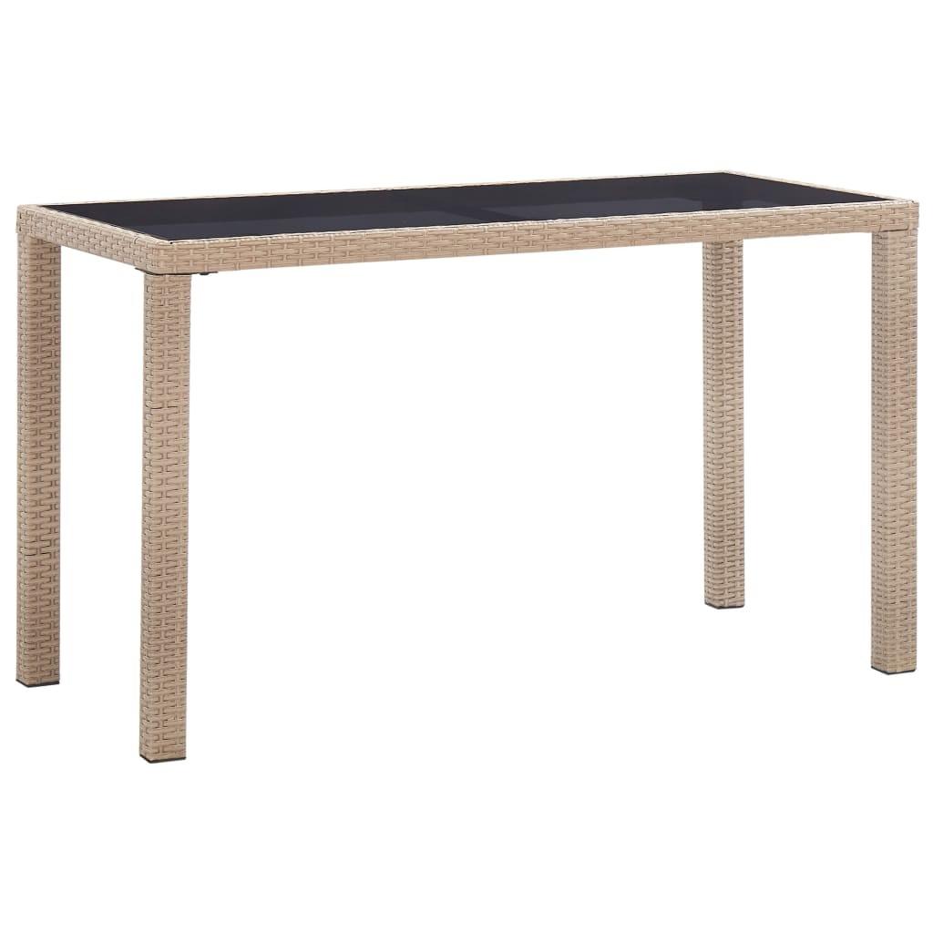 Havebord 123x60x74 cm polyrattan beige