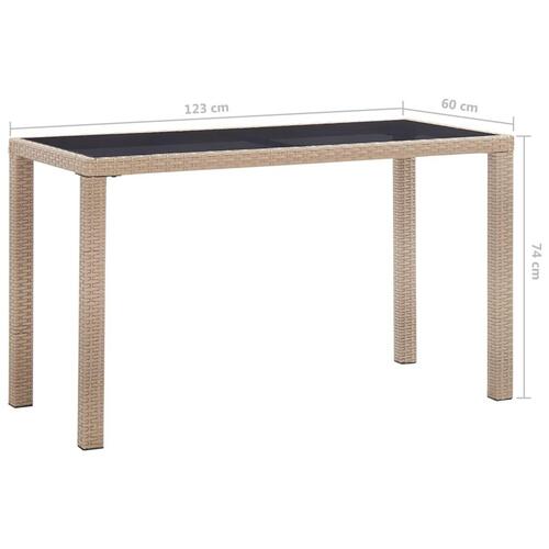 Havebord 123x60x74 cm polyrattan beige