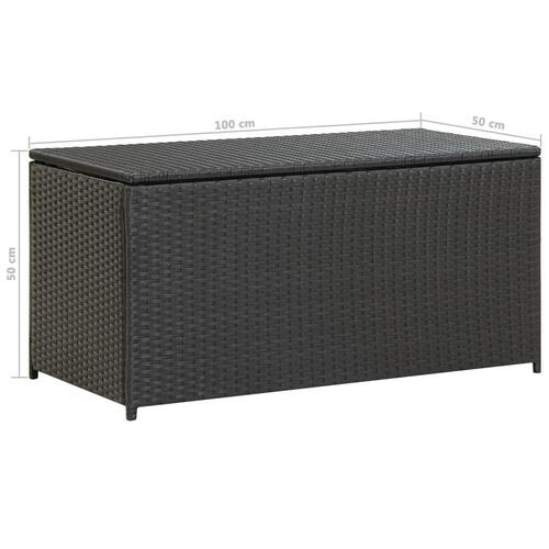 Opbevaringskasse til haven 100x50x50 cm polyrattan sort