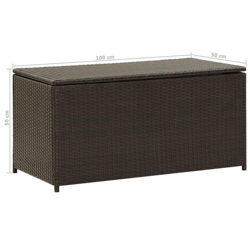 Opbevaringskasse til haven 100x50x50 cm polyrattan brun