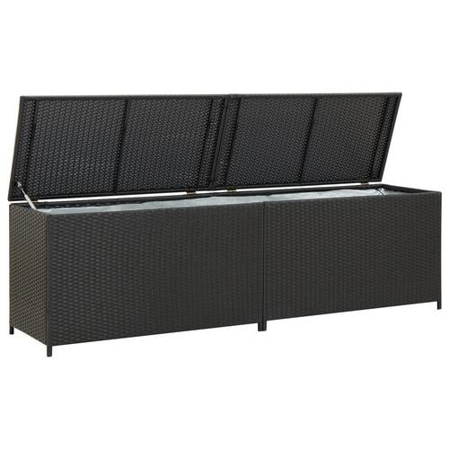 Opbevaringskasse til haven 200x50x60 polyrattan sort