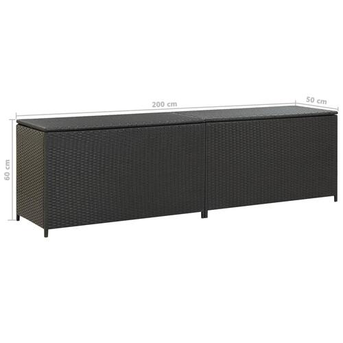 Opbevaringskasse til haven 200x50x60 polyrattan sort