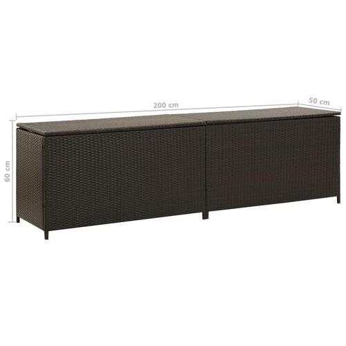 Opbevaringskasse til haven 200x50x60 polyrattan brun