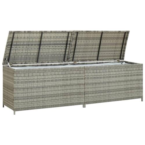 Opbevaringskasse til haven 200x50x60 polyrattan grå