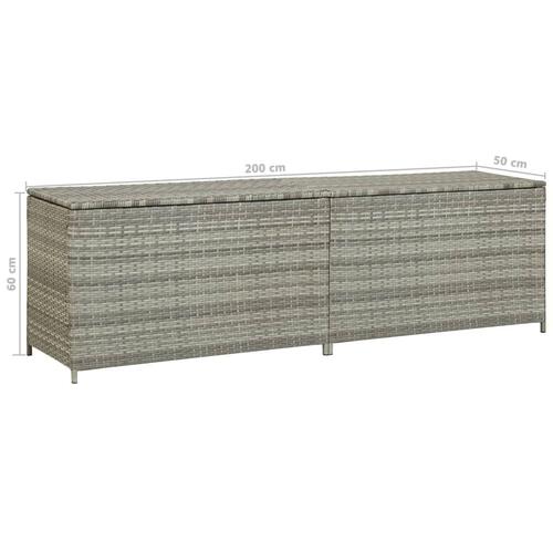 Opbevaringskasse til haven 200x50x60 polyrattan grå