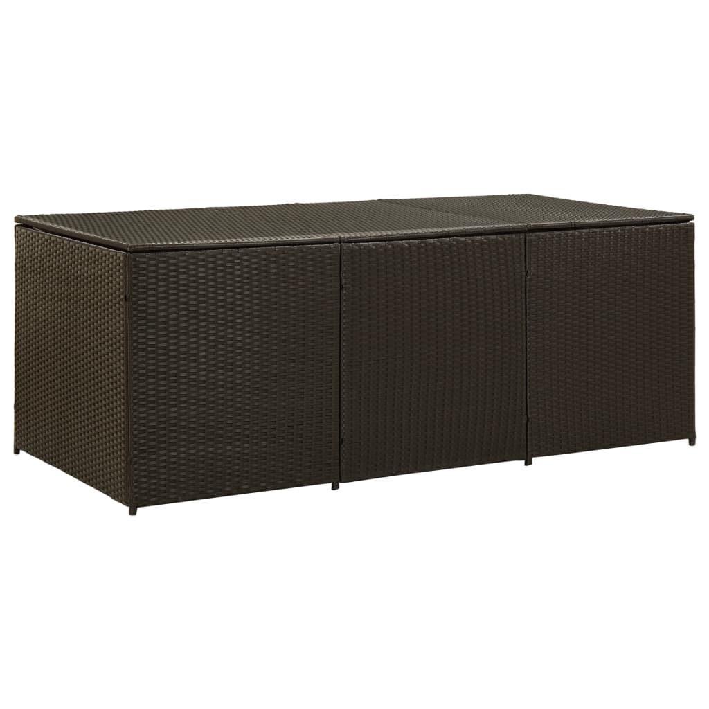 Opbevaringskasse til haven 180x90x70 cm polyrattan brun