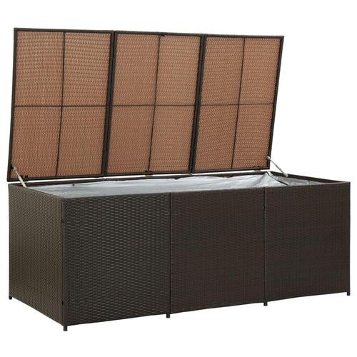 Opbevaringskasse til haven 180x90x70 cm polyrattan brun