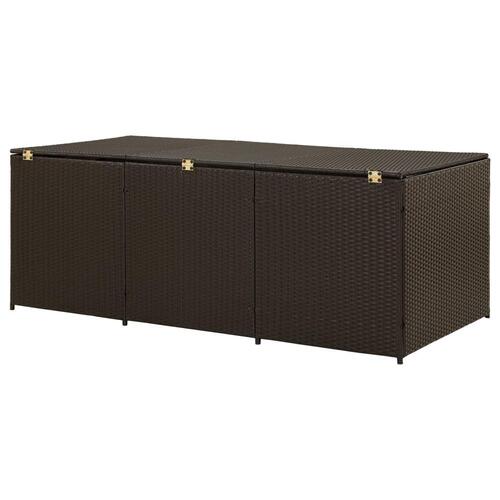 Opbevaringskasse til haven 180x90x70 cm polyrattan brun