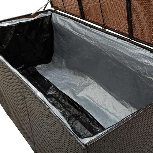 Opbevaringskasse til haven 180x90x70 cm polyrattan brun
