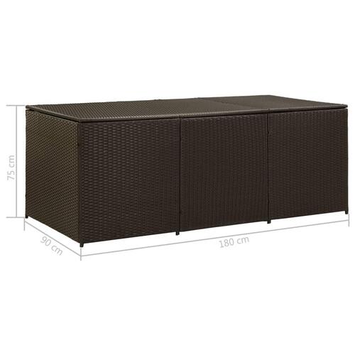 Opbevaringskasse til haven 180x90x70 cm polyrattan brun