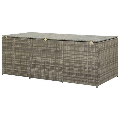 Opbevaringskasse til haven 180x90x70 cm polyrattan grå