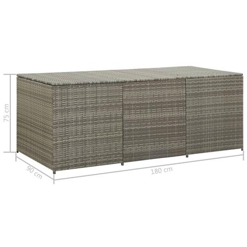 Opbevaringskasse til haven 180x90x70 cm polyrattan grå