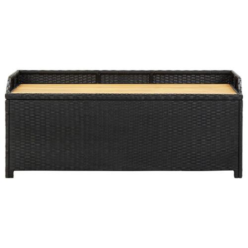 Havebænk med opbevaring 120 cm polyrattan sort