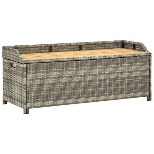 Havebænk med opbevaring 120 cm polyrattan grå