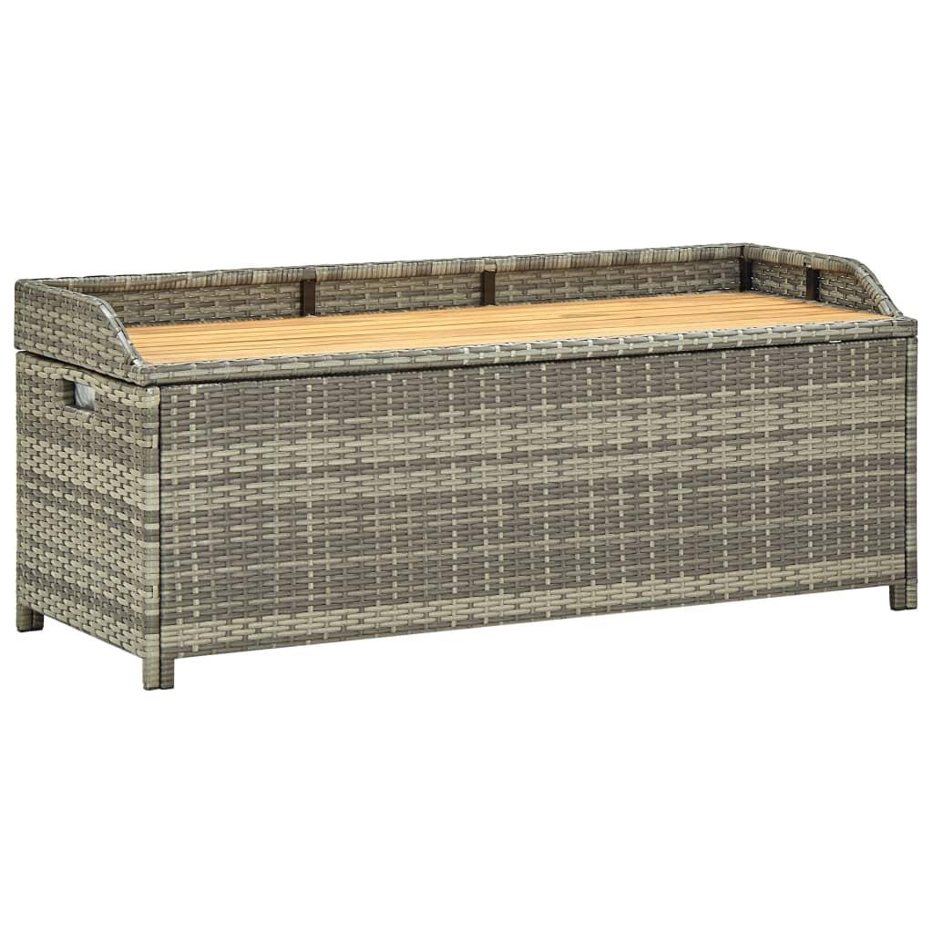 Havebænk med opbevaring 120 cm polyrattan grå