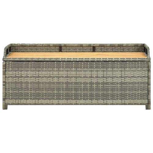 Havebænk med opbevaring 120 cm polyrattan grå