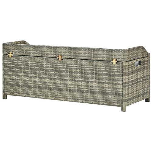 Havebænk med opbevaring 120 cm polyrattan grå