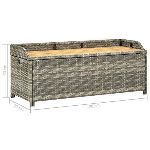 Havebænk med opbevaring 120 cm polyrattan grå