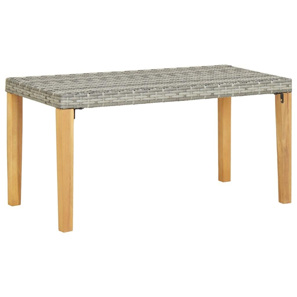 Havebænk 120 cm polyrattan og massivt akacietræ grå