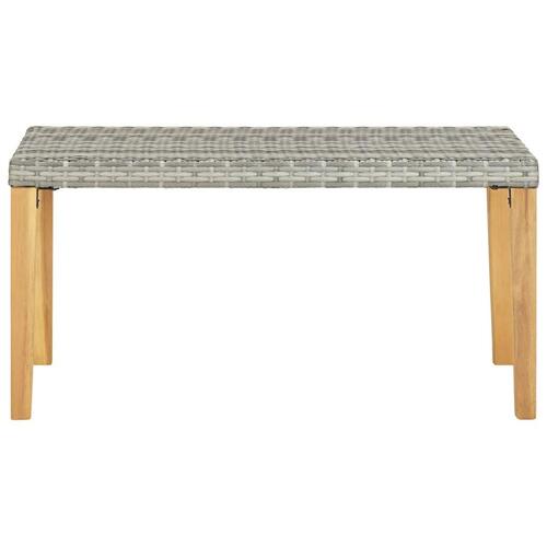 Havebænk 120 cm polyrattan og massivt akacietræ grå