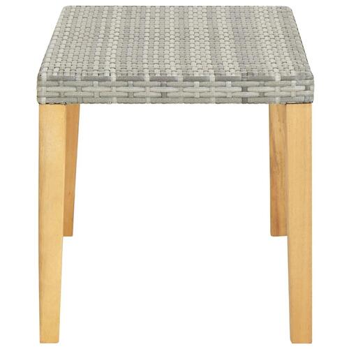 Havebænk 120 cm polyrattan og massivt akacietræ grå