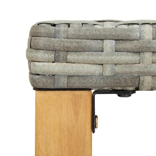 Havebænk 120 cm polyrattan og massivt akacietræ grå