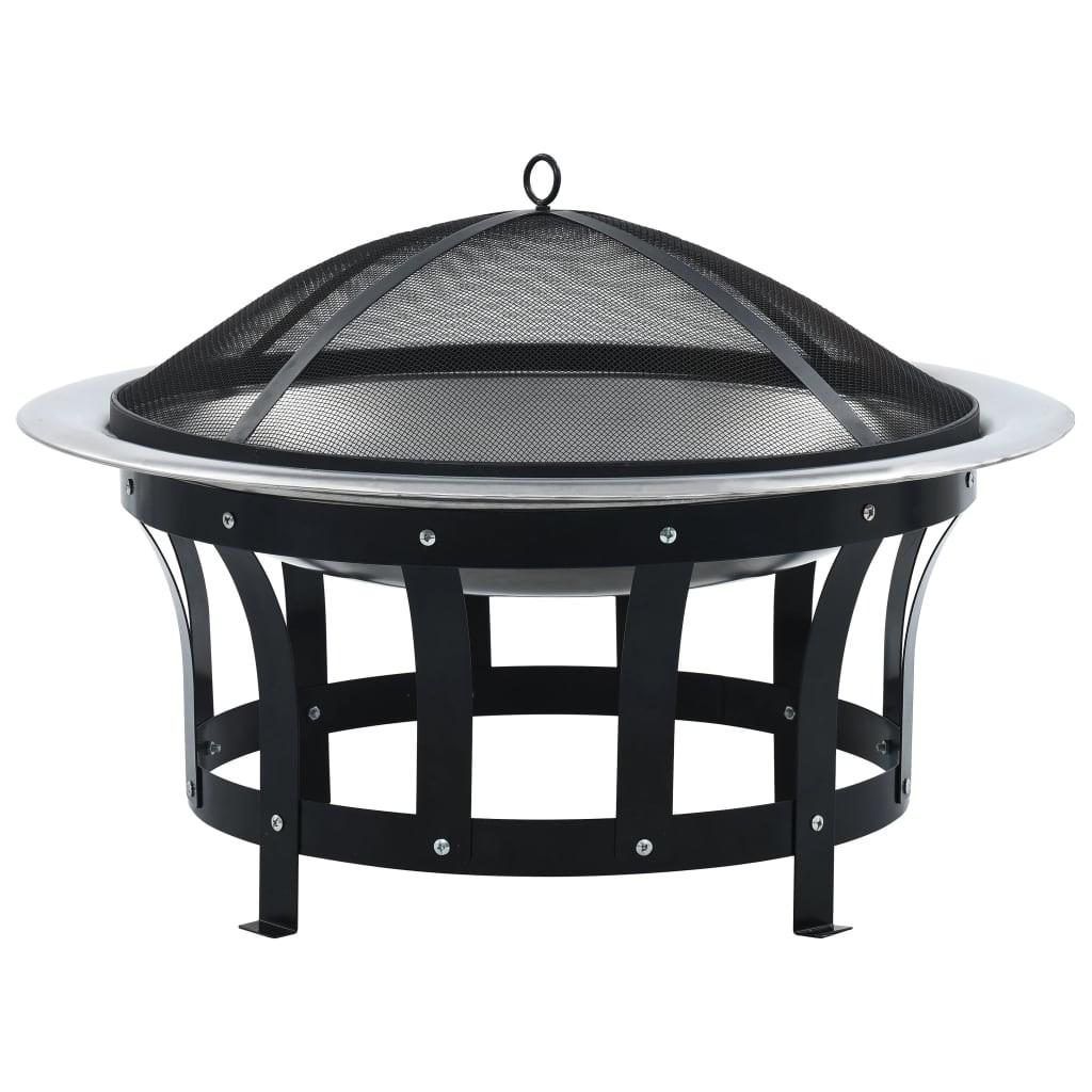 Bålfad med grill rustfrit stål 76 cm