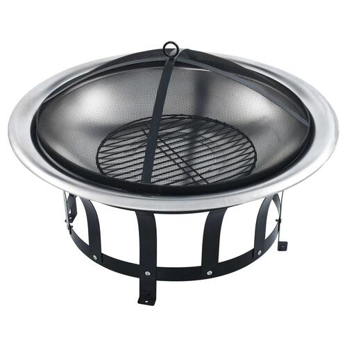 Bålfad med grill rustfrit stål 76 cm