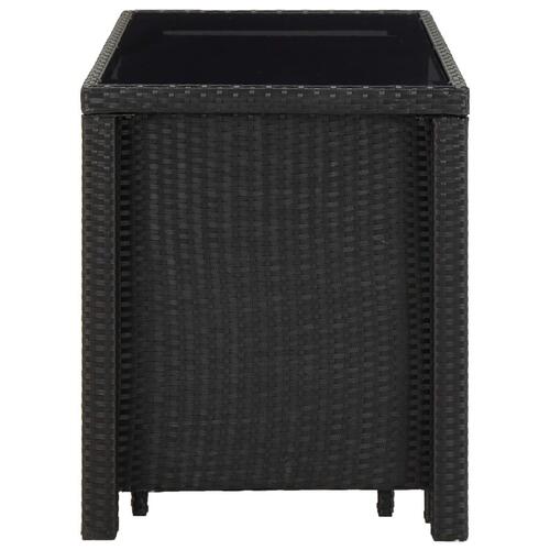 Udendørs spisebordssæt 5 dele med hynder polyrattan sort