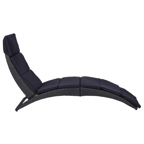 Solseng med hynde polyrattan sort