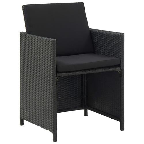 Udendørs spisebordssæt 9 dele med hynder polyrattan sort