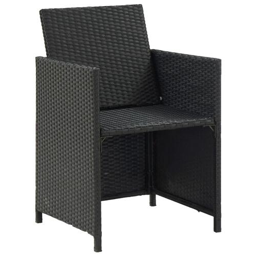 Udendørs spisebordssæt 9 dele med hynder polyrattan sort