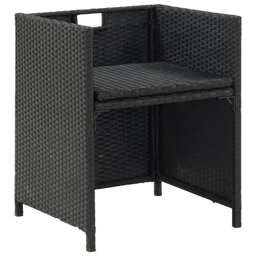 Udendørs spisebordssæt 9 dele med hynder polyrattan sort