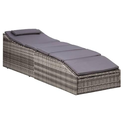 Liggestol med hynde polyrattan grå