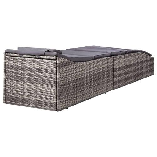 Liggestol med hynde polyrattan grå