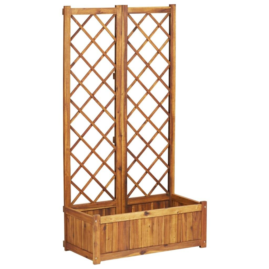 Forhøjet plantekasse med espalier 80x38x150 cm massivt akacietræ
