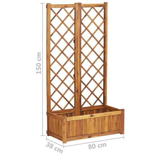 Forhøjet plantekasse med espalier 80x38x150 cm massivt akacietræ