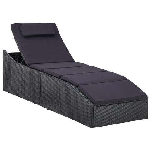 Liggestol med hynde polyrattan sort