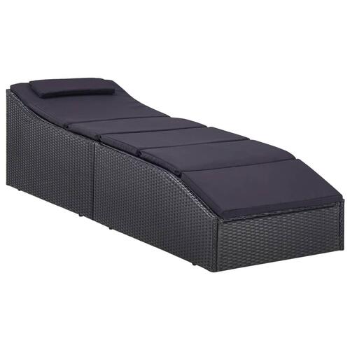 Liggestol med hynde polyrattan sort