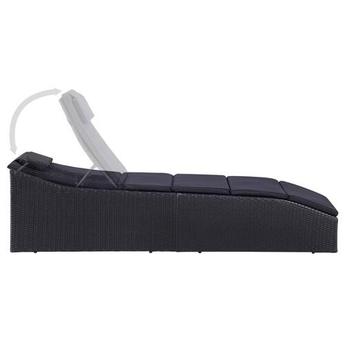 Liggestol med hynde polyrattan sort