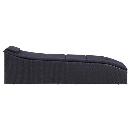 Liggestol med hynde polyrattan sort