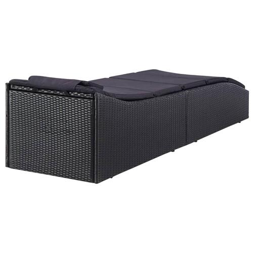 Liggestol med hynde polyrattan sort
