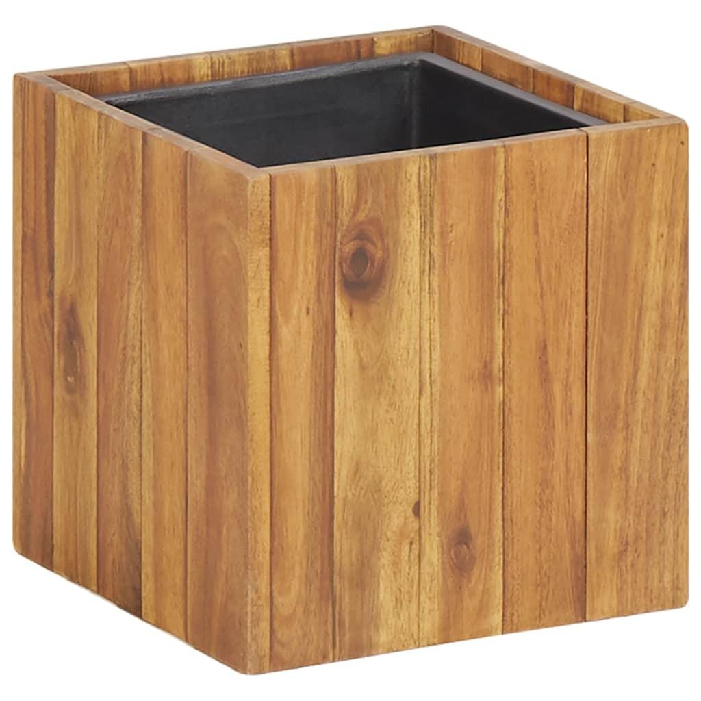 Høj plantekasse med krukke 24,5x24,5x25 cm massivt akacietræ