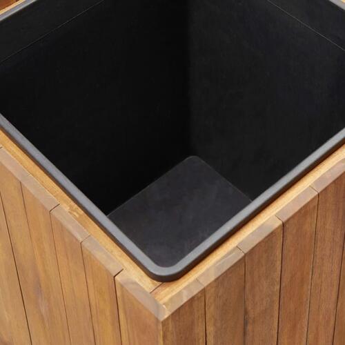 Høj plantekasse med krukke 24,5x24,5x25 cm massivt akacietræ